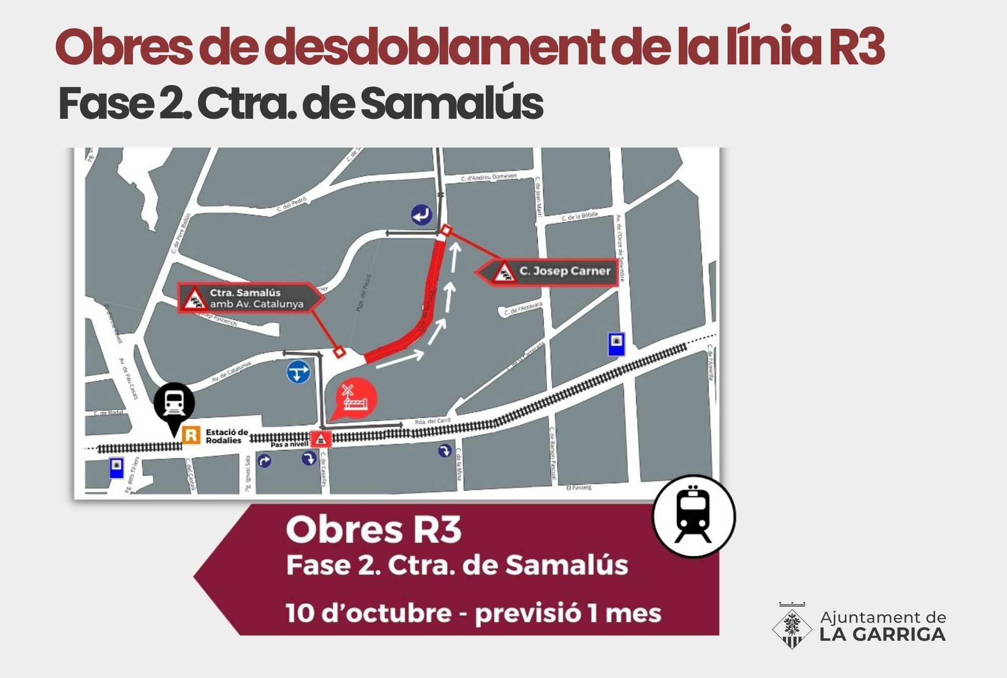 Segona fase d'obres a la Carretera de Samalús la Garriga R3 ADIF