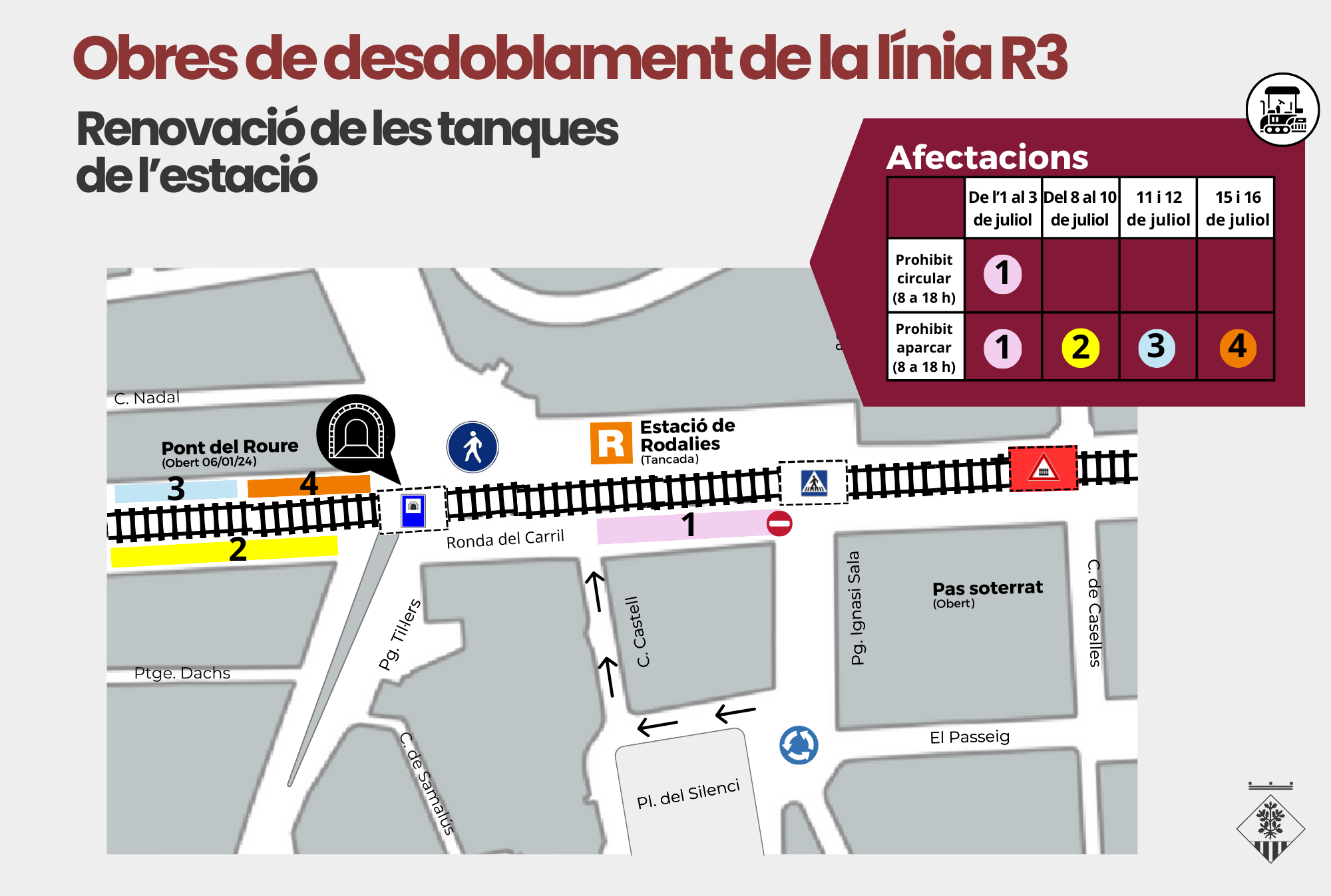 Afectacions al trànsit a la ronda del Carril per treballs d'ADIF