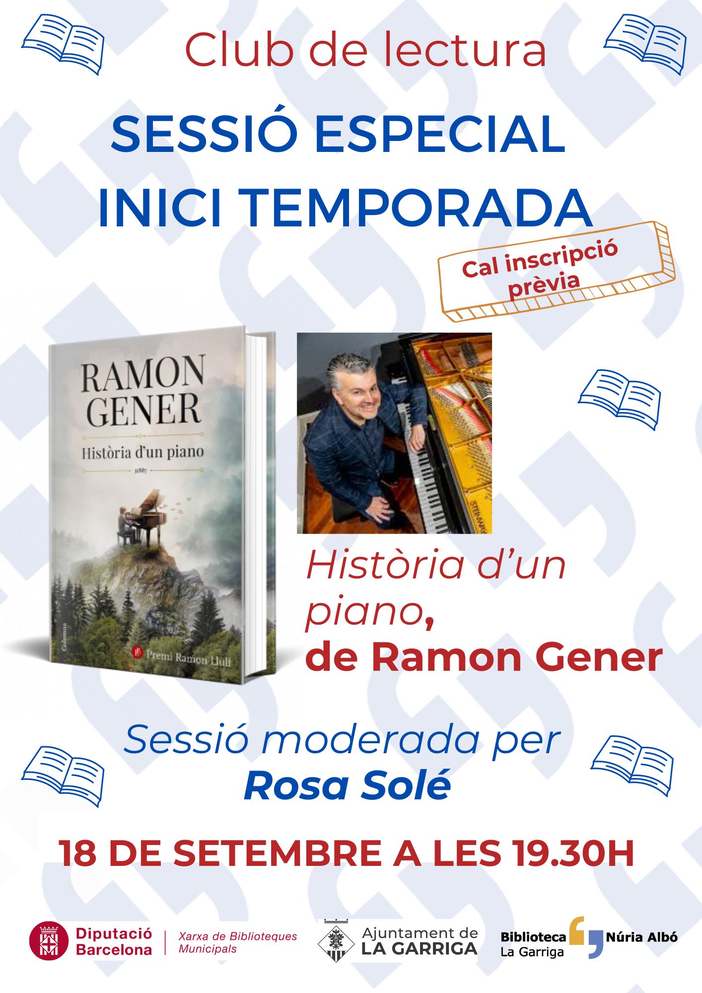 Club de novel·la: Parlarem del llibre Història d'un piano, de Ramon Gener