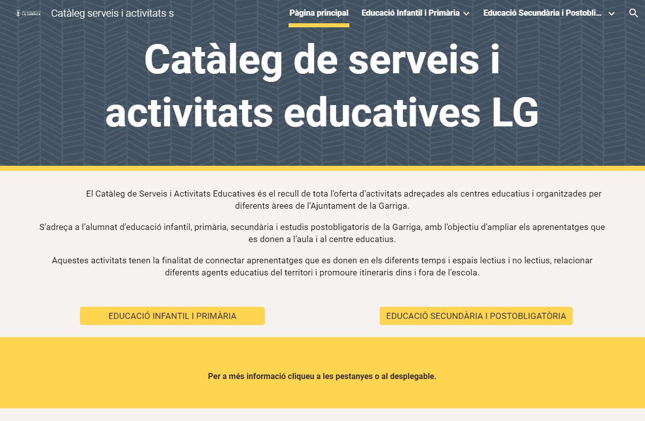 Novetats al catàleg de serveis i activitats educatives