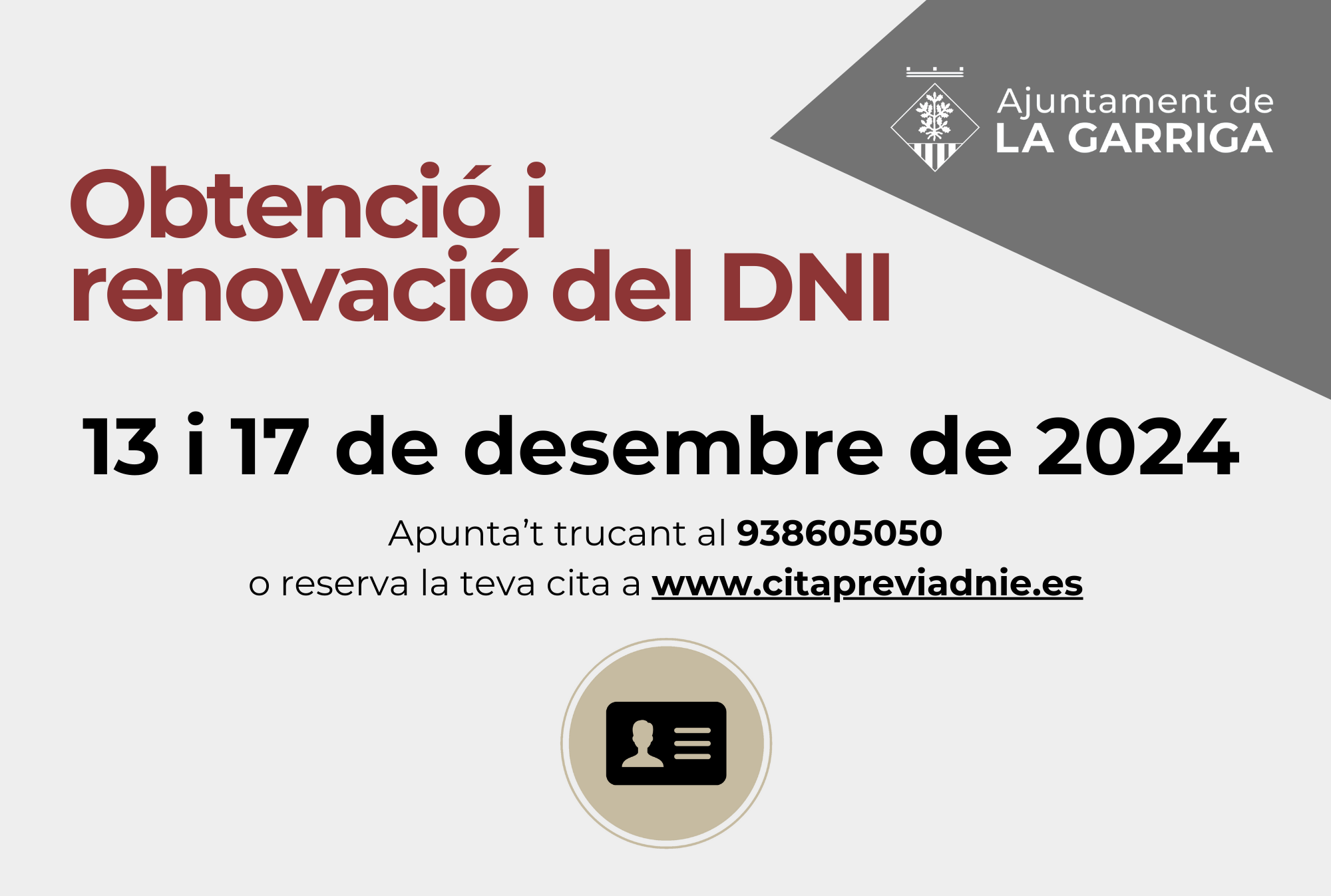 Obtenció i renovació del DNI al desembre