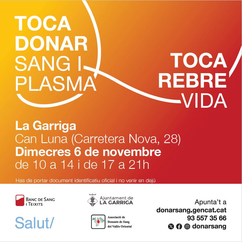 Nova campanya de donació de sang a la Garriga