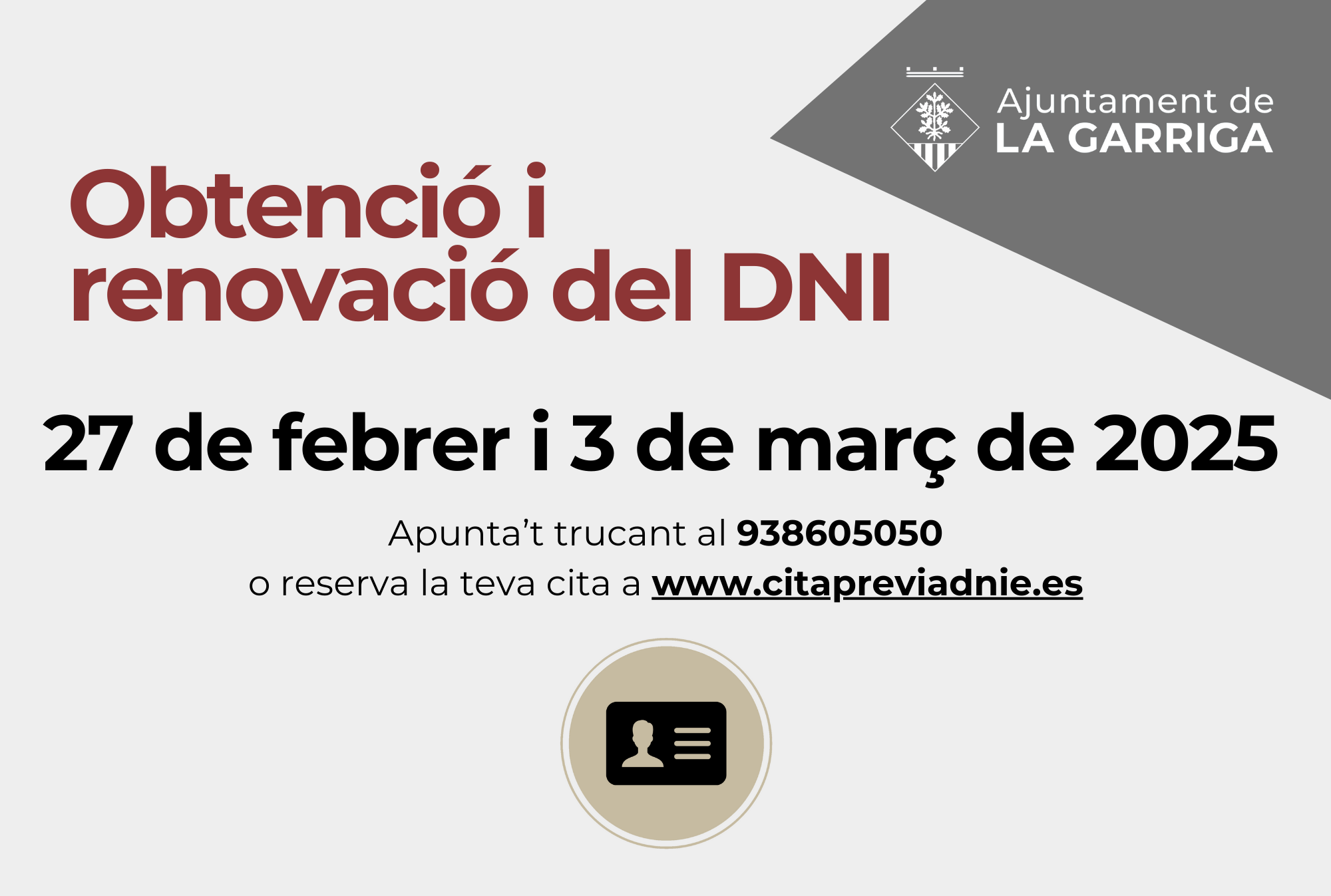 Obtenció i renovació del DNI a la Garriga