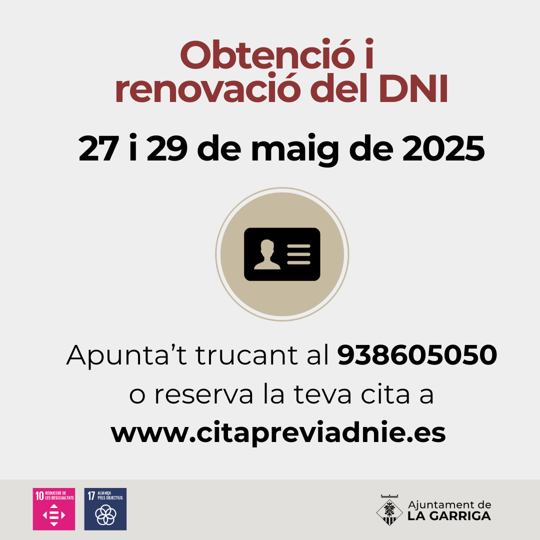 Obtenció i renovació del DNI a la Garriga