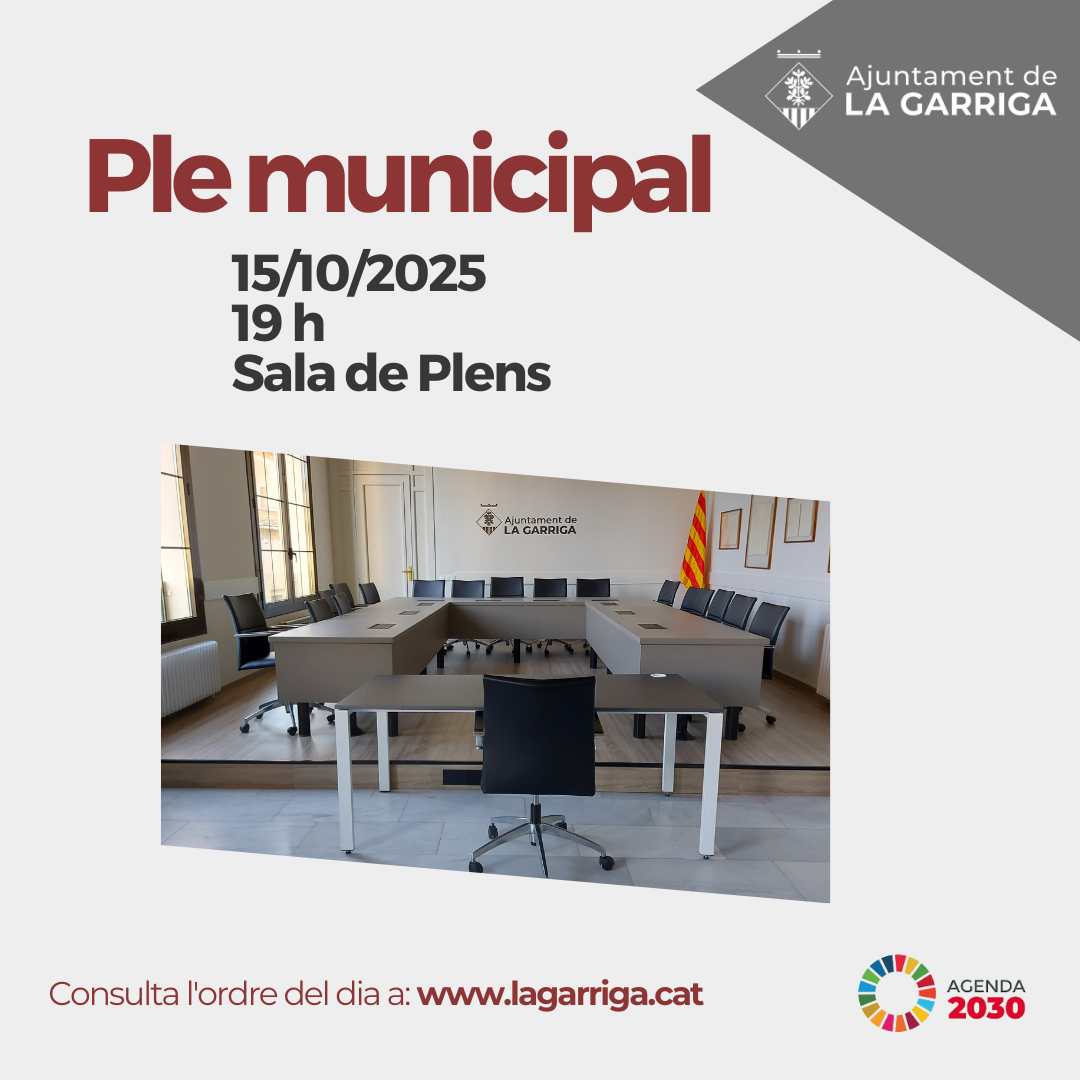 Aquest dimecres, ple municipal d'octubre