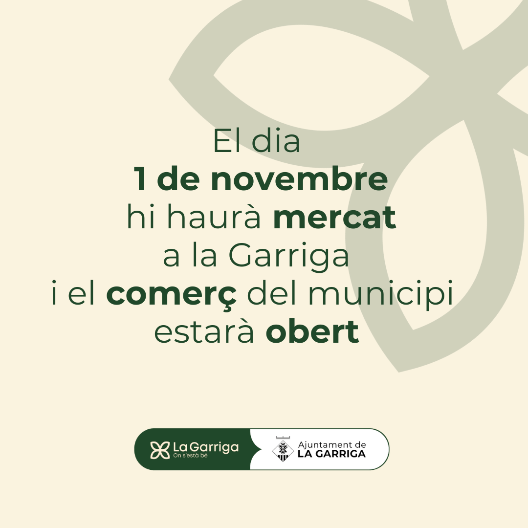 Dissabte 1, mercat i comerços oberts