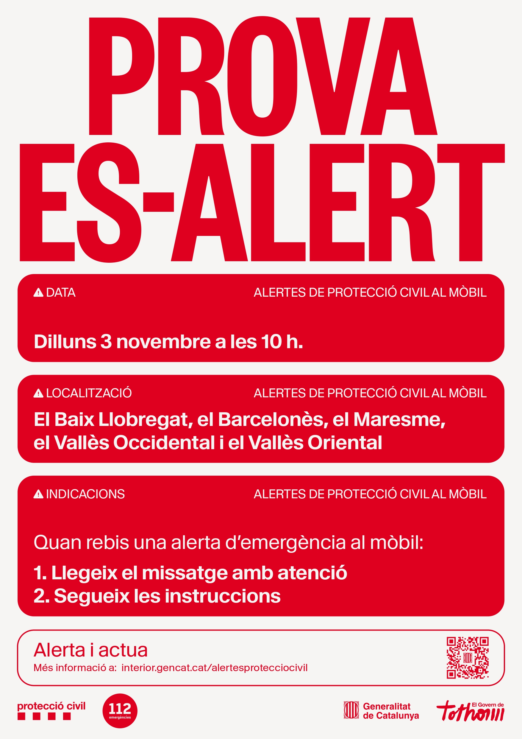 Prova d'alertes de Protecció Civil al mòbil
