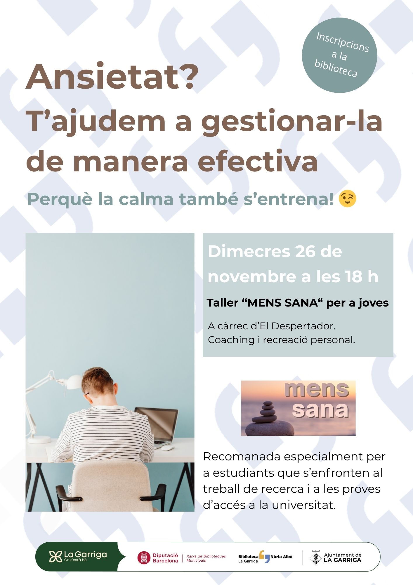 Taller: Ansietat, t'ajudem a gestionar-la de manera efectiva