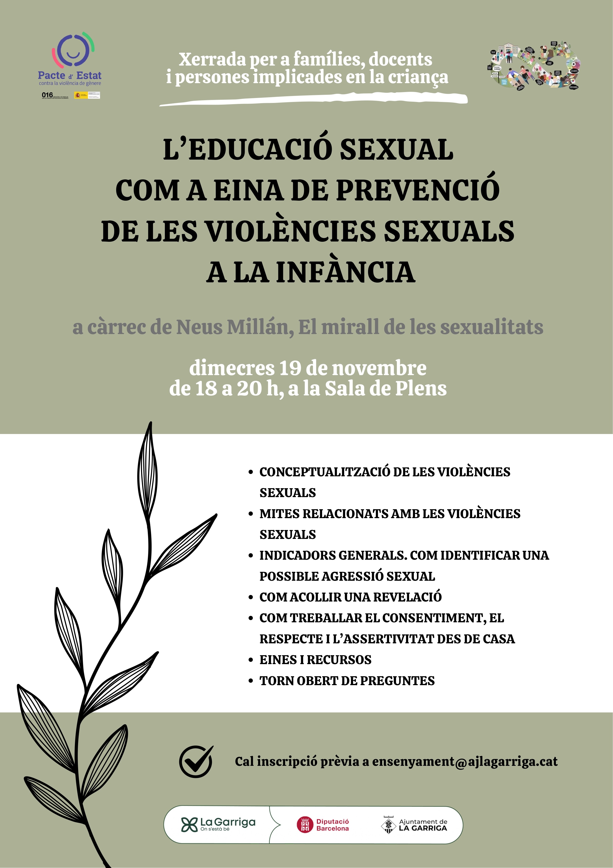 Xerrada: L'educació sexual com a eina de prevenció de les violències sexuals en la infància Xerrada: L'educació sexual com a eina de prevenció de les violències sexuals en la infància
