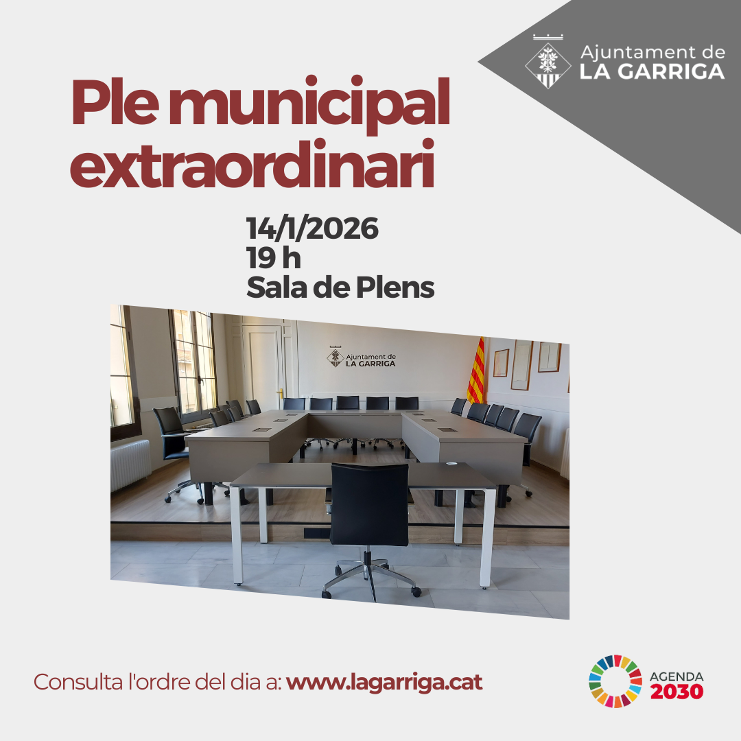 Aquest dimecres, ple municipal extraordinari