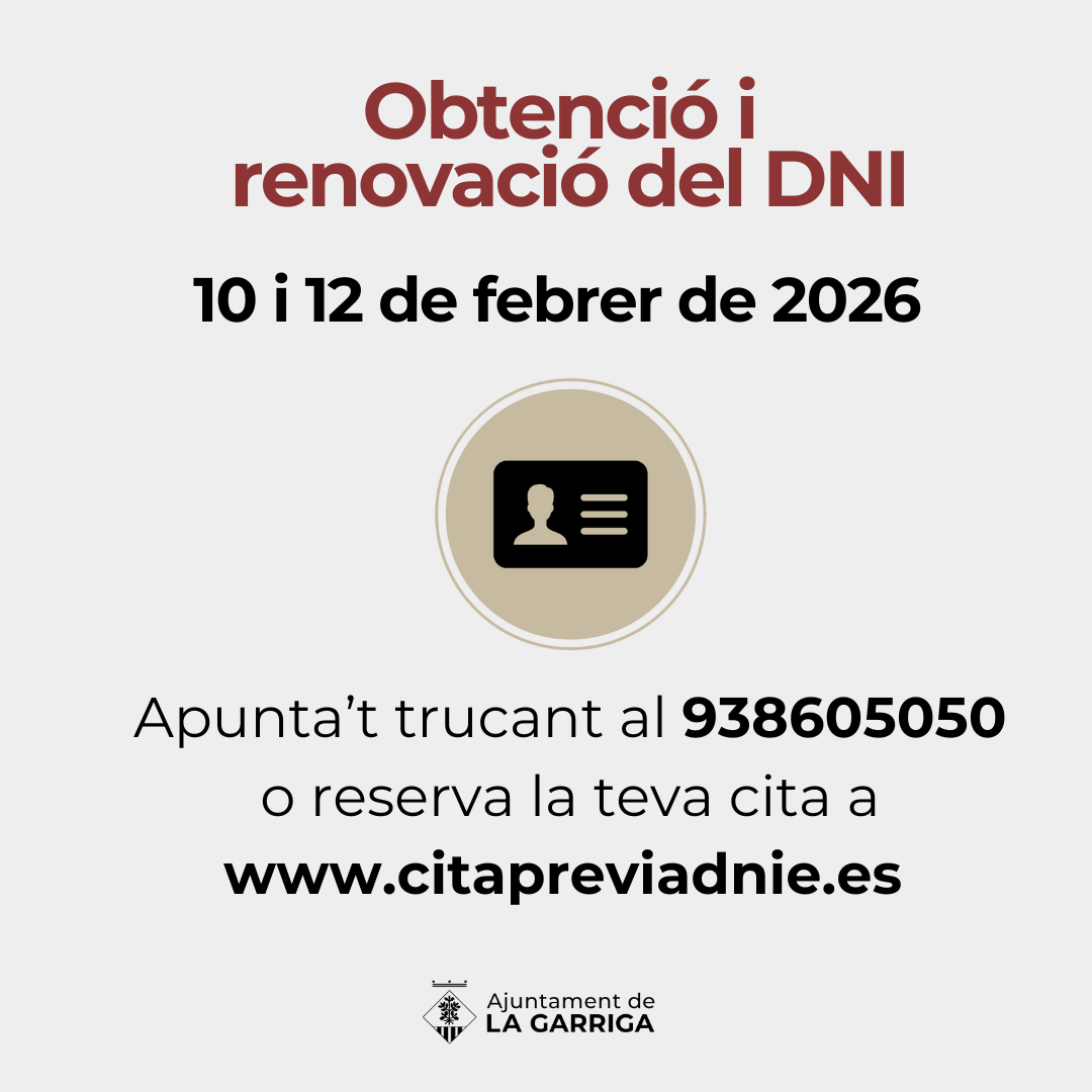 Obtenci&oacute; i renovaci&oacute; del DNI a la Garriga