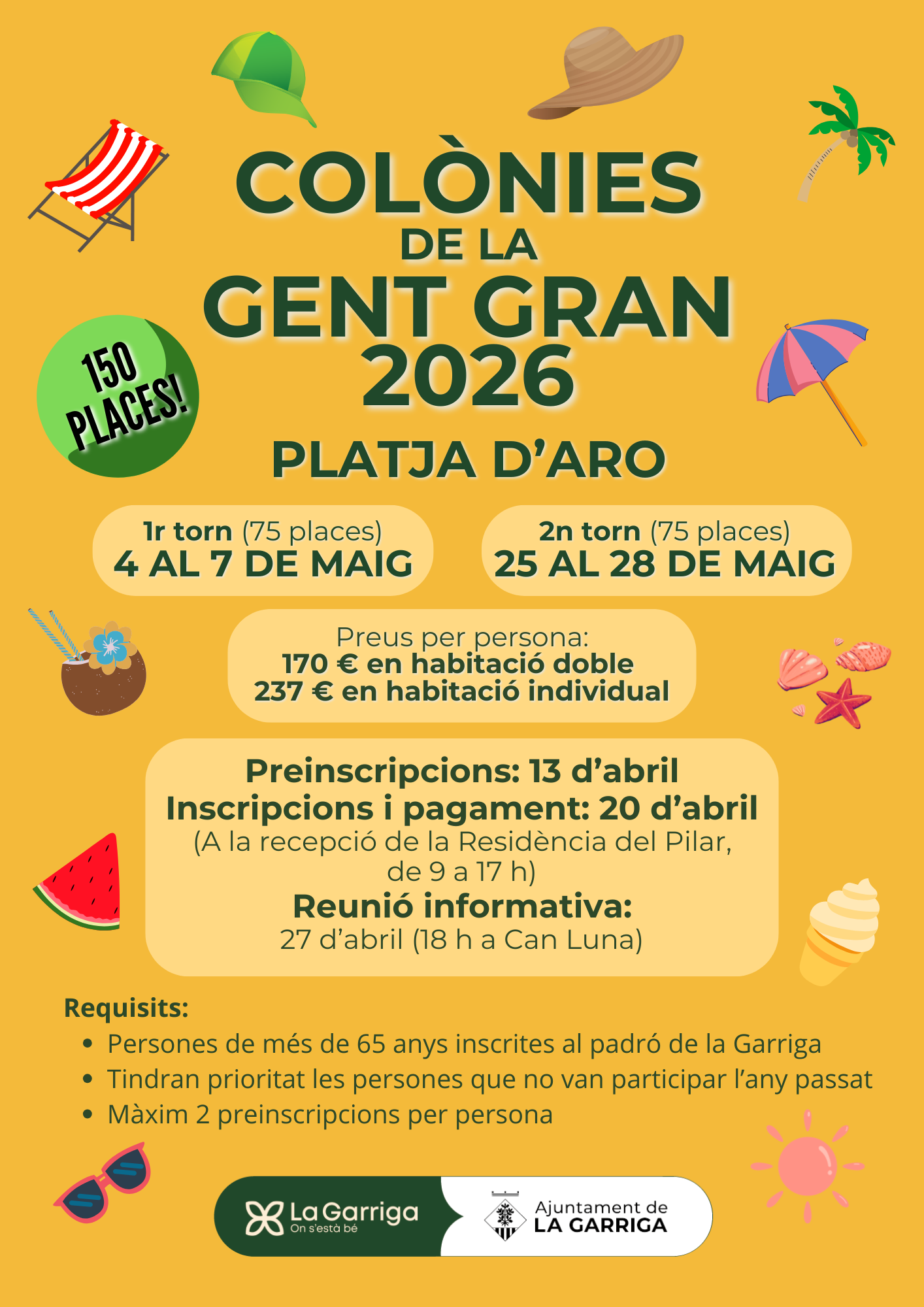 150 places a les Colònies de la Gent Gran