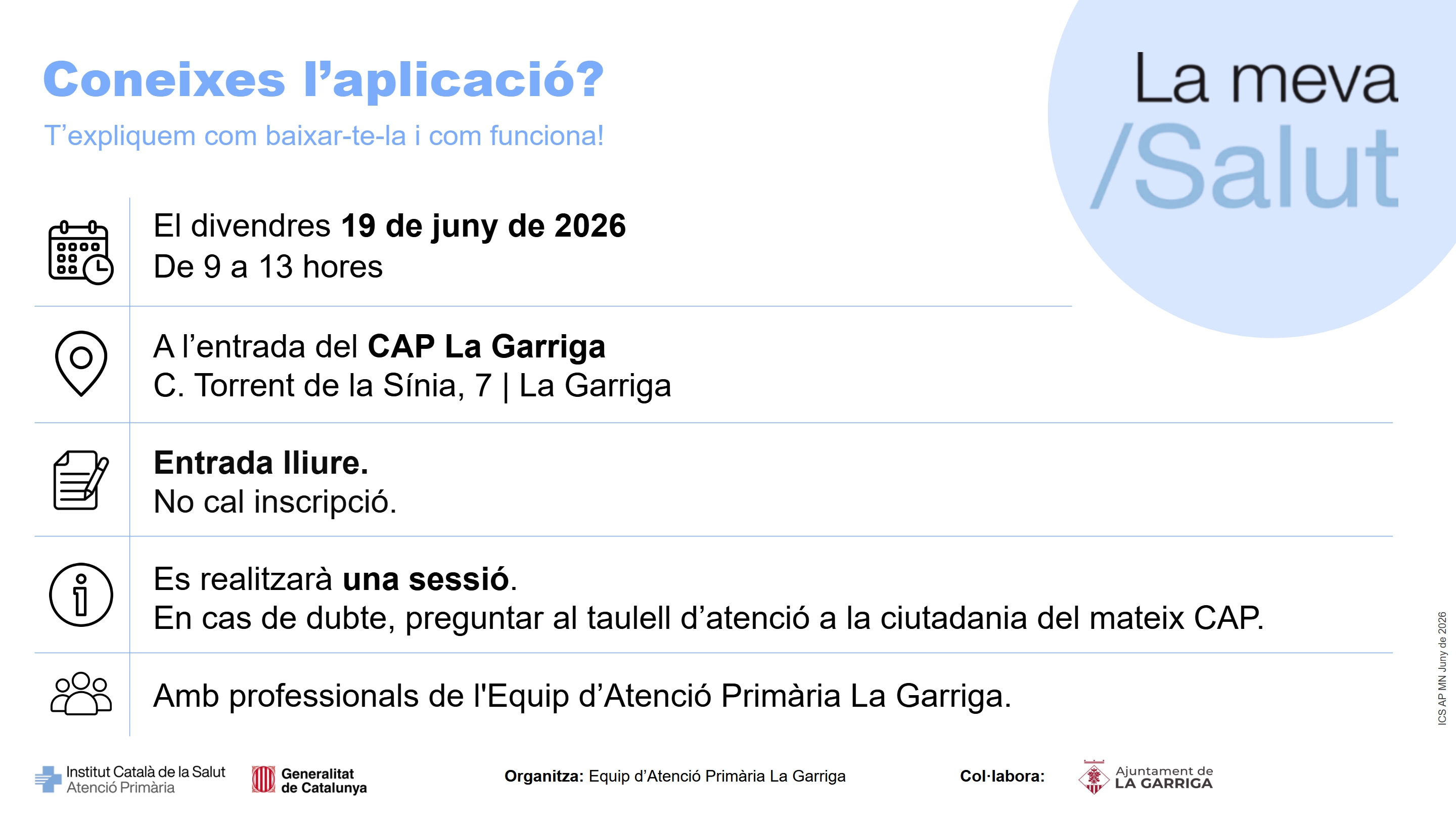 Coneixes l'aplicaci&oacute; La meva salut?