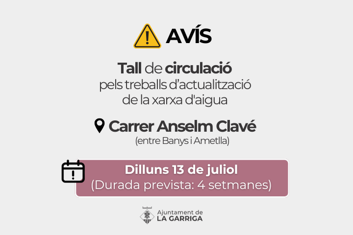 Nova fase dels treballs en la xarxa d'aigua