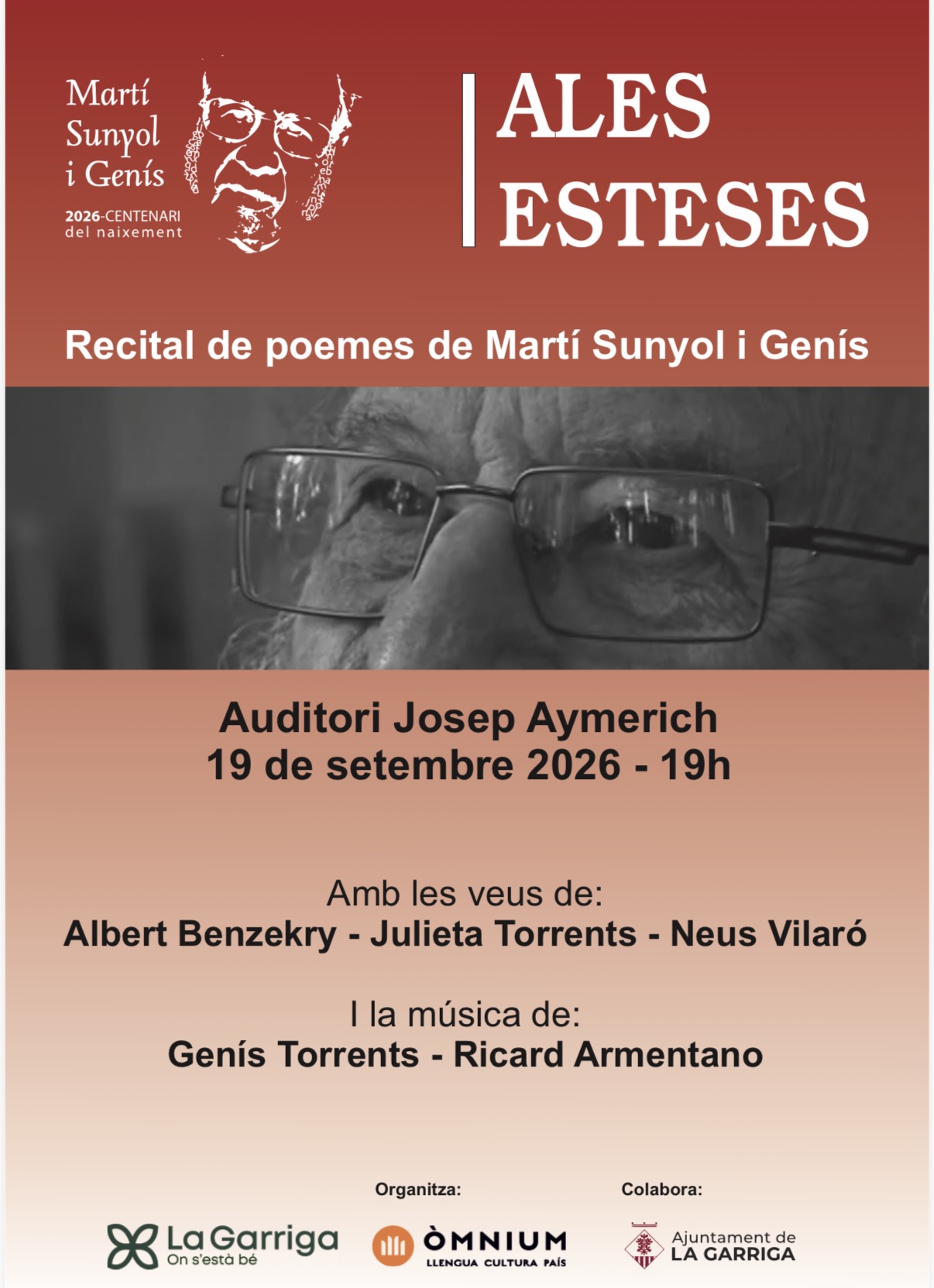 Recital po&egrave;tic i musical de textos de Mart&iacute; Sunyol i Gen&iacute;s