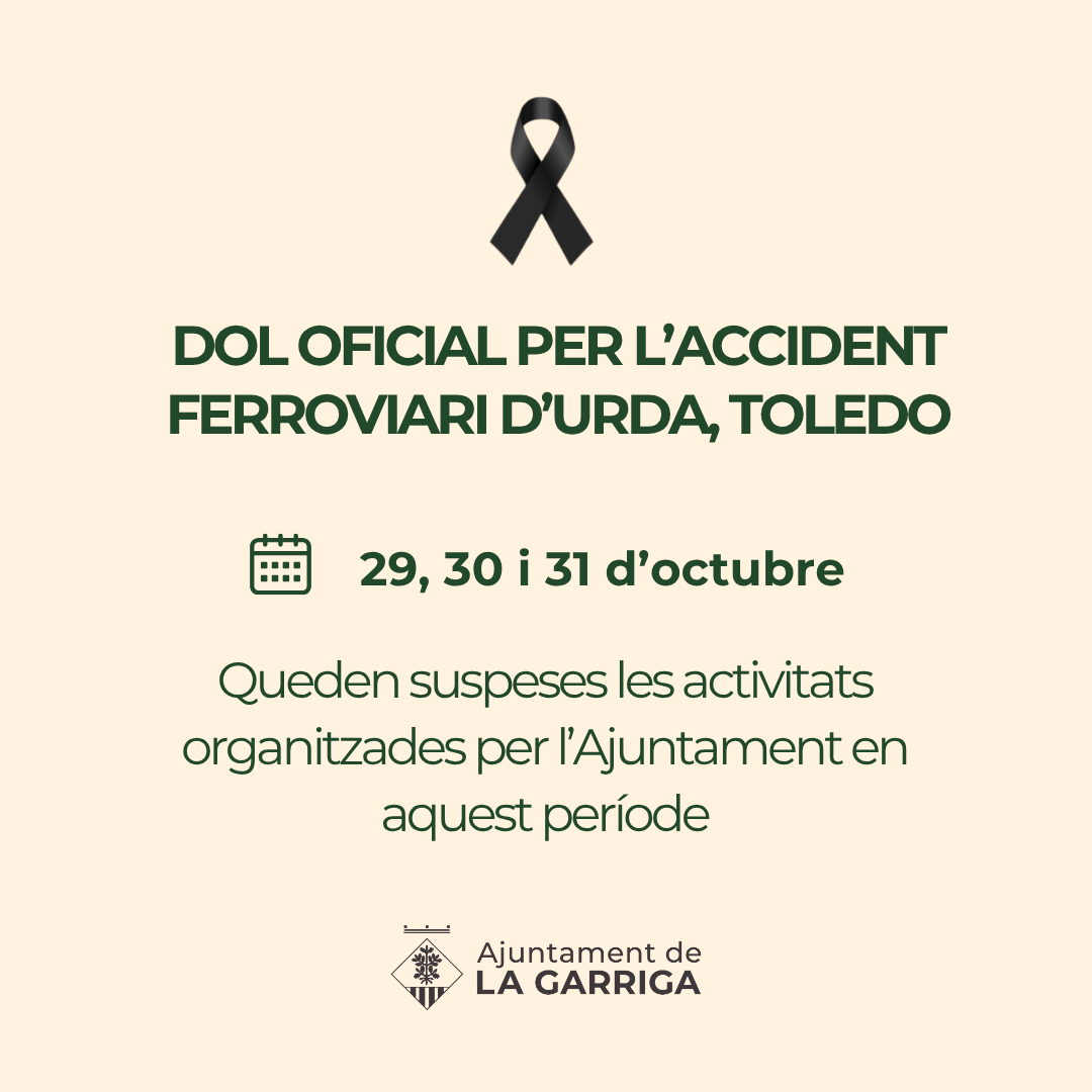 Anul·lació d'actes pels tres dies de dol per l'accident ferroviari