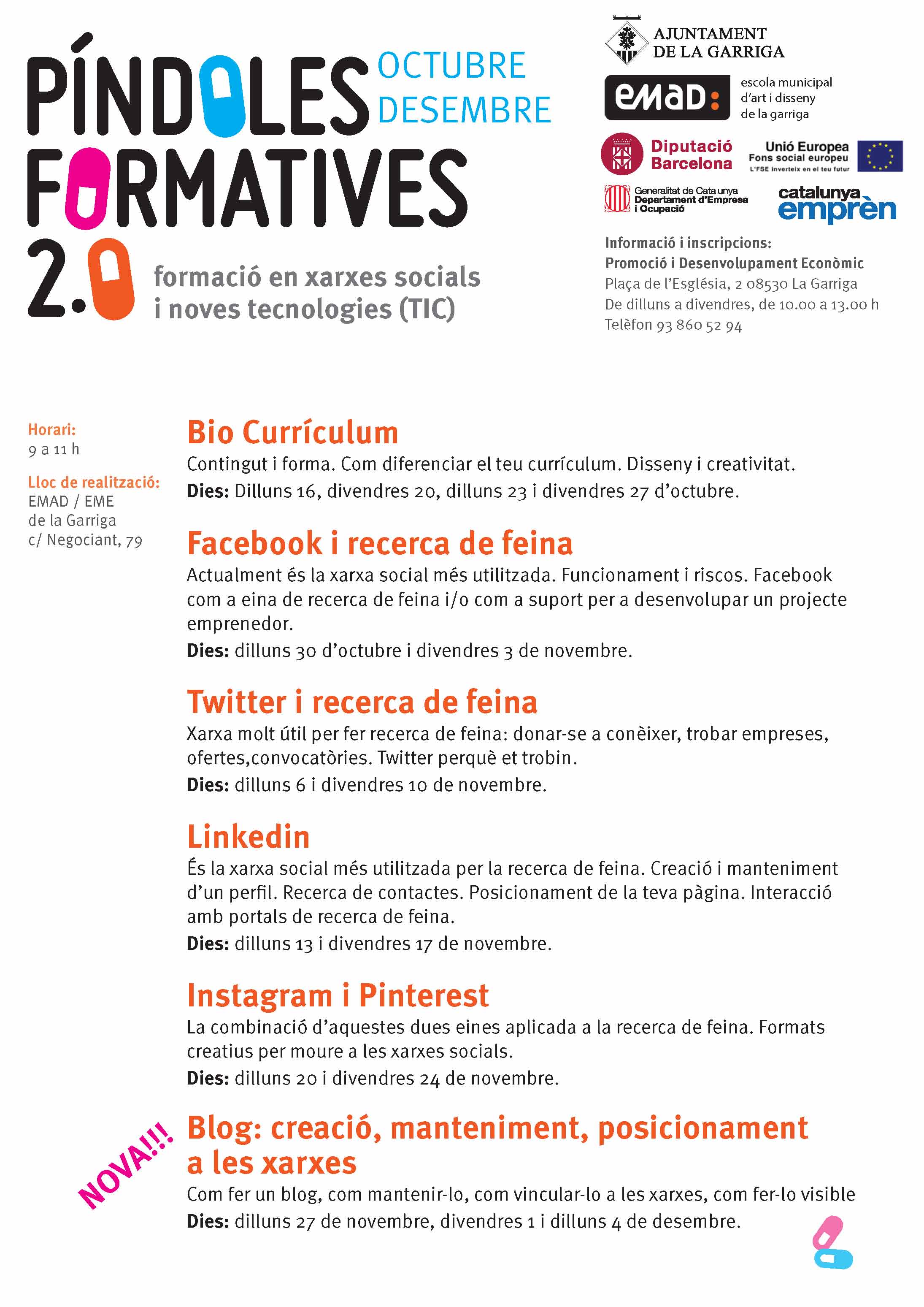 Curs per fer un blog, novetat de les píndoles formatives